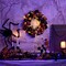 Citrus; Halloween Pumpkin Wreath, Lighted Halloween Wreath, Halloween Front Door Decorations, Halloween Party Decor, Pumpkin Ball Wreath | 12 Inch Pre-Lit Pumpkin Wreath with 60 Shatterproof Treat-or-Treat Ball Ornaments, LED Timer Wreath for Door, Wall, Tab; Category:Halloween Decorations; Image:3